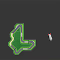 Car Racing Track Layout with Curved Roads Green Lawn and Lined Trees