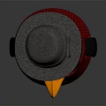 Cute 3D Penguin Character With Gray Hat Red Vest Black Buttons And Orange Feet