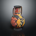 Ancient Greek Decorative Amphora With Double Handles And Figural Red Yellow Patterns