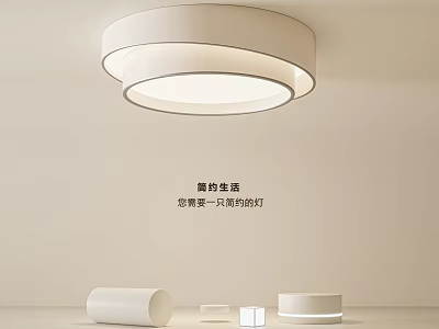Minimalist White Round Double Ring Ceiling Light Creating Warm Home Atmosphere 3d model