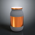 Contemporary Gray Jar Design Featuring Shiny Orange Metallic Band And Lid