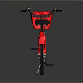 Red Bicycle With Front Basket Black Seat Rear Storage And Gray Background