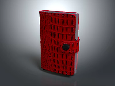 Red Crocodile Texture Leather Case With Black Buckle Closure Design 3d model