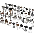 Various Modern Bar Stools With Different Designs For Home And Kitchen Use 3d model