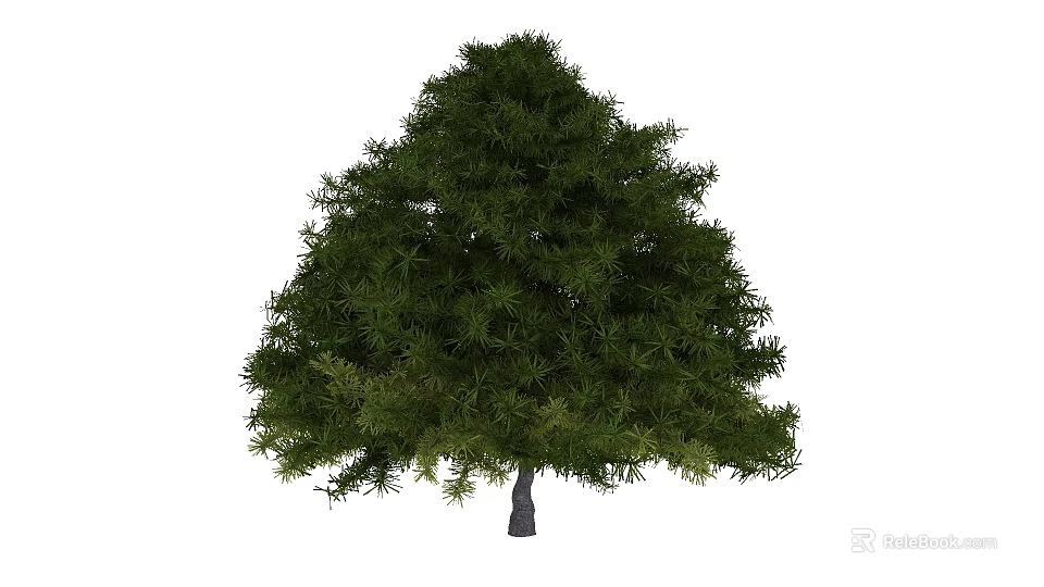 Lush Green Arbor with Dense Foliage and Sturdy Trunk in Isolated View 3d model 