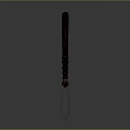 Traditional Weapon Design With Long Brown Handle Black Ring Decorations And Red Curved Part