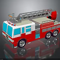 Red and white detailed fire truck model with extended ladder and shiny wheels