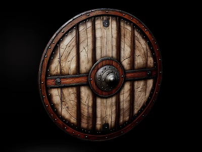 Game Equipment Wooden Shield 3d model