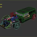 Futuristic Armored Vehicle Design With Exposed Mechanical Parts And Blue Windows