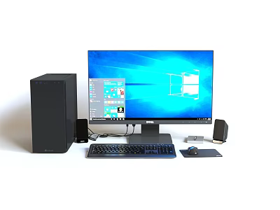 Sleek Modern Desktop Computer Setup With Tower Monitor Keyboard And Mouse 3d model