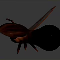 Artistic Detailed Insect Model With Red Transparent Wings And Glowing Abdomen