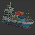 Container Ship Model With Colorful Containers On Deck And Reflective Surface 3d model