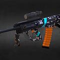 Colorful Patterned Rifle Equipped With Scope Orange Grip Black Blue White Spots