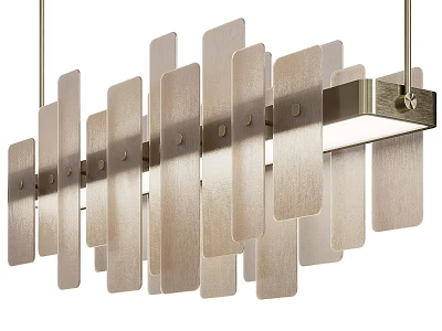 Modern Linear Chandelier With Metallic Frame And Vertical Slats For Contemporary Interior Lighting 3d model