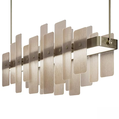 Modern Linear Chandelier With Metallic Frame And Vertical Slats For Contemporary Interior Lighting 3d model