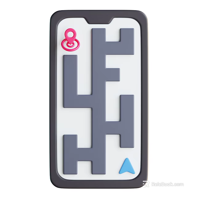 Stylish Phone Case with Gray Maze Pattern Pink Symbol and Blue Triangle Design 3d model 