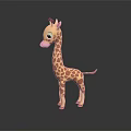 Cute Giraffe Game and Movie Character with Yellow Brown Spots Long Neck and Pink Nose