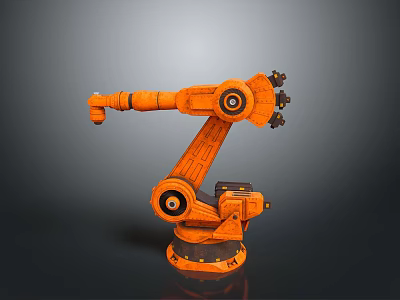 Orange Robotic Arm With Industrial Mechanical Structure And Joint Design 3d model