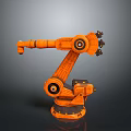 Orange Robotic Arm With Industrial Mechanical Structure And Joint Design 3d model