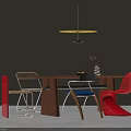 Minimalist Retro Wood Dining Table Set With Various Creative Design Chairs For Modern Home Interior