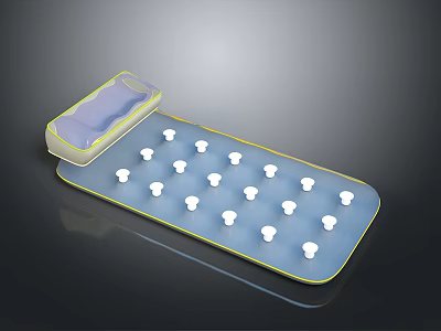 Laboratory Tray With Transparent Light Blue Surface Yellow Edges And White Sample Wells Cover 3d model
