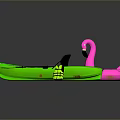 Green Kayak With Paddle And Pink Flamingo Inflatable Water Toys For Summer