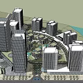 Modern Office Buildings Complex With Green Spaces Water Features And Plaza Design