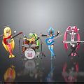 Colorful Cartoon Characters Performing In Band With Various Musical Instruments