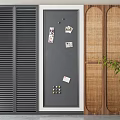 Stylish Room Dividers With Dark Gray Louvered Panel Gray Door And Rattan Woven Design