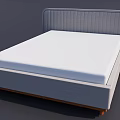 Double Bed With Upholstered Gray Headboard And White Mattress Wooden Legs