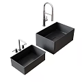 Modern Kitchen Faucet Design With Black Undermount Sinks And Stainless Steel Finish