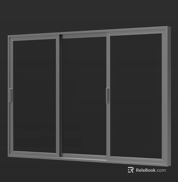 Modern Casement Windows With Gray Aluminum Frame And Clear Glass Panels Design 3d model 