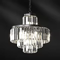 Modern Crystal Chandelier With Circular Frame And Layered Transparent Glass Strips