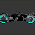 Futuristic Sci Fi Inspired Motorcycle With Blue Glowing Wheels And Sleek Metallic Body