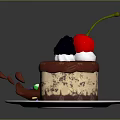 Tasty Cake With Cherry Blackberries Cream Sliced Piece And Colorful Sprinkles On White Plate