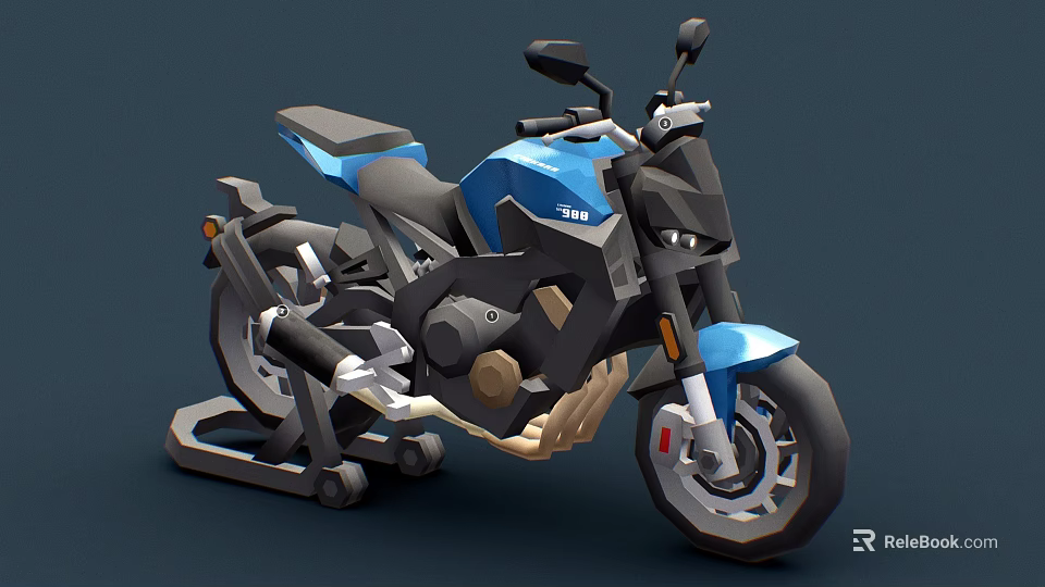 Modern Blue Motorcycle With Stylish Body Sleek Wheels And Black Seat 3d model 