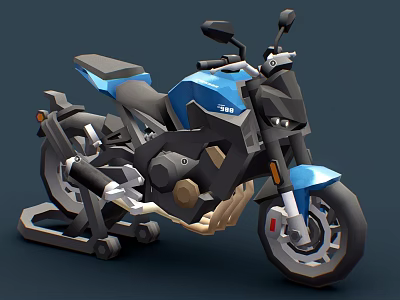 Modern Blue Motorcycle With Stylish Body Sleek Wheels And Black Seat 3d model