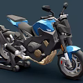 Modern Blue Motorcycle With Stylish Body Sleek Wheels And Black Seat