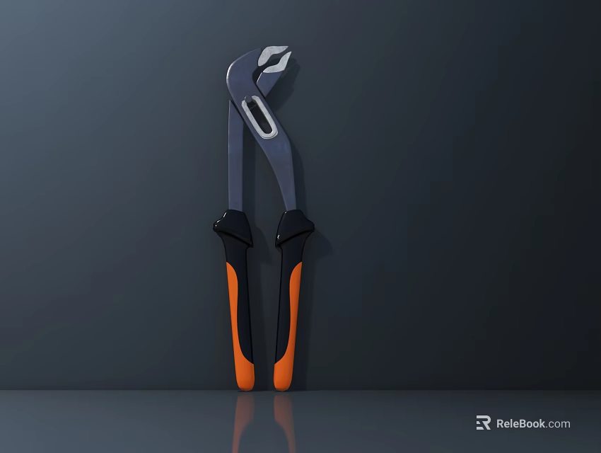 High Quality Hardware Tool Pliers with Black and Orange Ergonomic Handles and Metal Jaws 3d model 