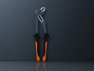 High Quality Hardware Tool Pliers with Black and Orange Ergonomic Handles and Metal Jaws 3d model
