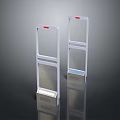 White Frame Security Gates With Red Indicator Lights And Blue Base