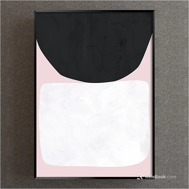 Abstract Painting With Black Pink And White Color Blocks For Modern Wall Decor 3d model 