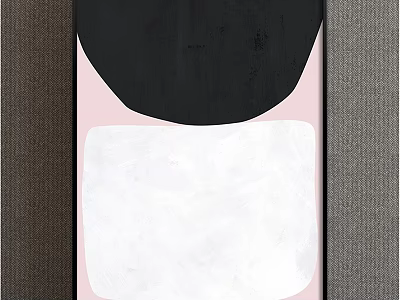 Abstract Painting With Black Pink And White Color Blocks For Modern Wall Decor 3d model
