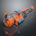 Orange Mechanical Weapon With Intricate Structure And Heavy Duty Design 3d model