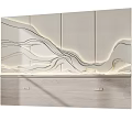 Modern Wall Design With Wave Lines Lighting And Marble Base Wood Color Samples
