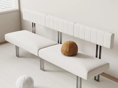 Modern White Upholstered Sectional Sofa With Metal Legs And Decorative Balls 3d model