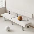 Modern White Upholstered Sectional Sofa With Metal Legs And Decorative Balls