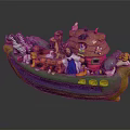 Commercial Noah's Ark Model Equipment With Animal Human Figures And Small Buildings
