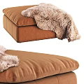 Brown Velvet Stool with Fuzzy Blanket on Top and Soft Cushioned Surface