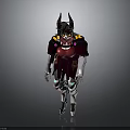 Mythical Creature Character With Horns Yellow Eyes Maroon Outfit And Mechanical Limbs
